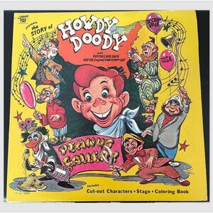 Vintage Story of Howdy Doody LP Record & Cut Out Characters Coloring Book 1974